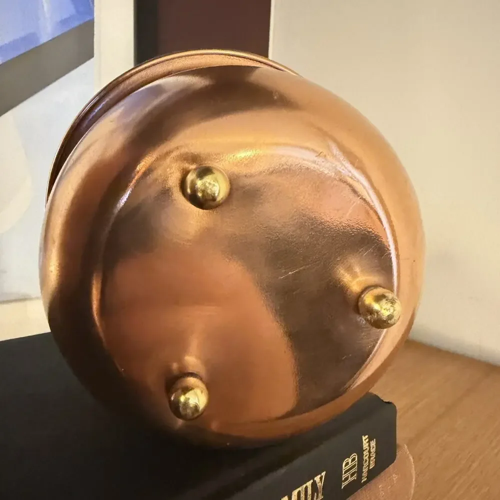 Copper Planter Pot Footed 3.25” Spinning Wheel Emblem